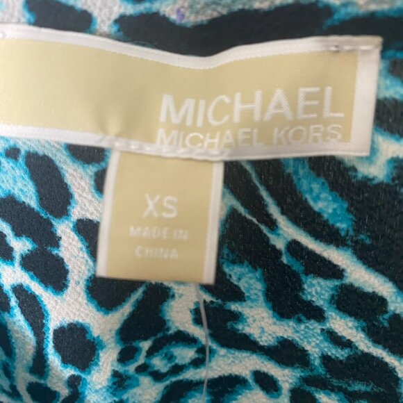 Michael Kors blouse bell sleeves size XS black blue long sleeve V Neck tunic NWT - Picture 6 of 8